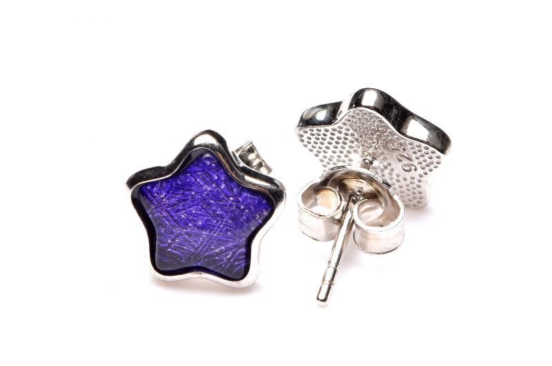 PRG1125 シルバー925・パープル ギベオン(メテオライト隕石) 星型スター ピアス 1個売り パワーストーン 天然石 _PRG1125