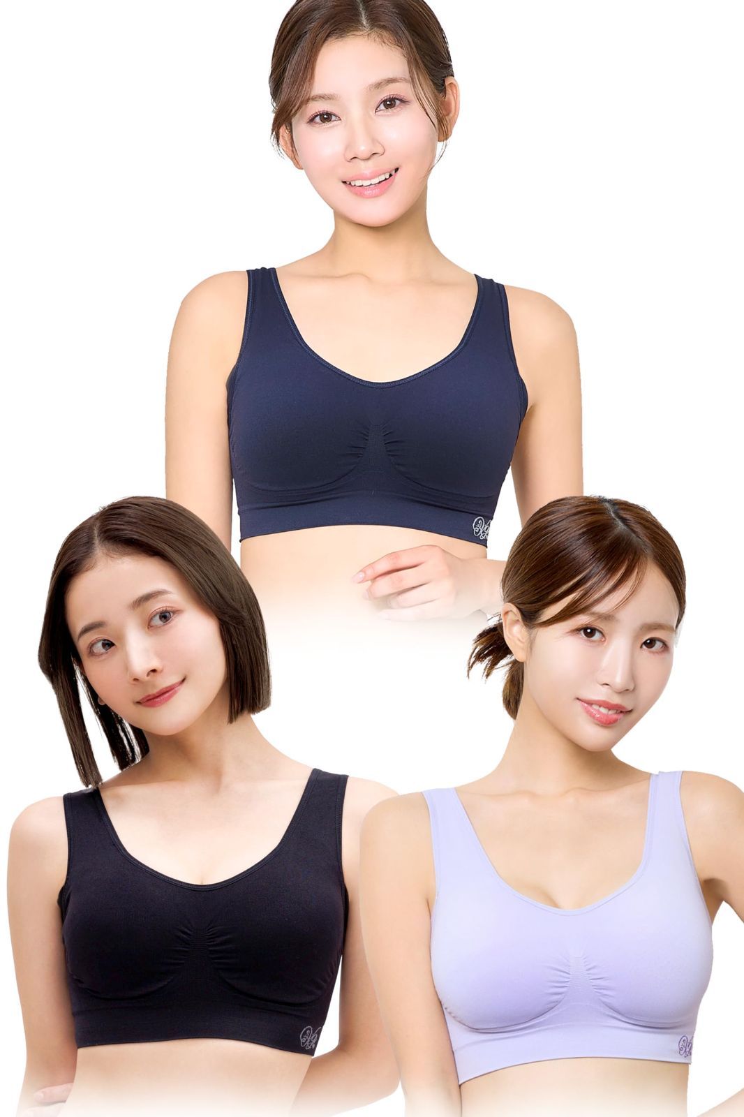 Size L_Color ブラック|ネイビー|パープル VIAGE ヴィアージュビューティーアップナイトブラ 3枚セット L ブラック|ネイビー|パープル