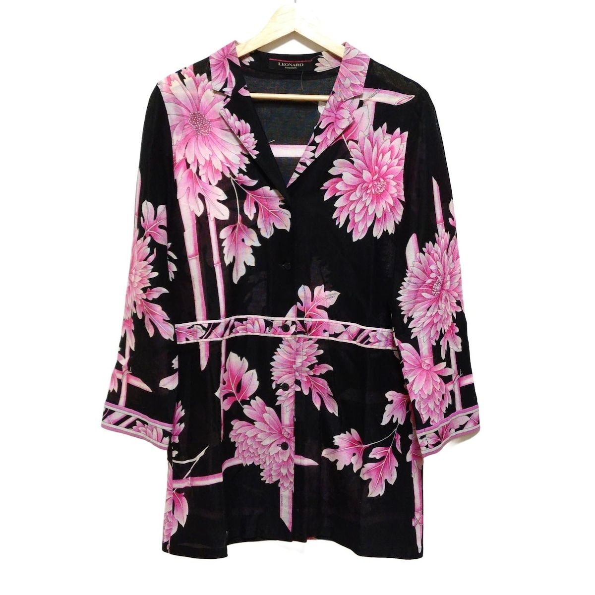 LEONARD 黒ピンク 長袖カーディガン M カットソーセット LEONARD 黒ピンク 長袖カーディガン M カットソーセット レオナール