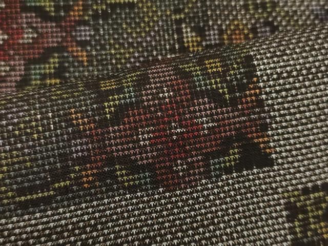 平和屋着物□本場大島紬 泥染め 9マルキ 花唐草文 正絹 逸品 未使用  