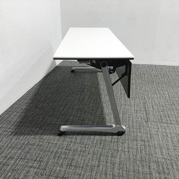 会議テーブル フラップ式 インターアクトプロ 幕板付 W1800 オカムラ ホワイト