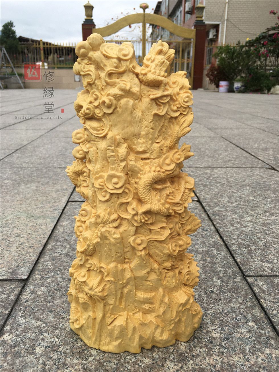 修縁堂】最高級 木彫り 仏像 九龍観音菩薩立像 彫刻 仏教工芸品 柘植材