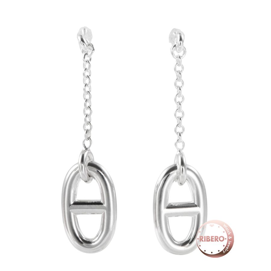 HERMES エルメス シェーヌダンクル ファランドール ピアス イヤリング シルバー