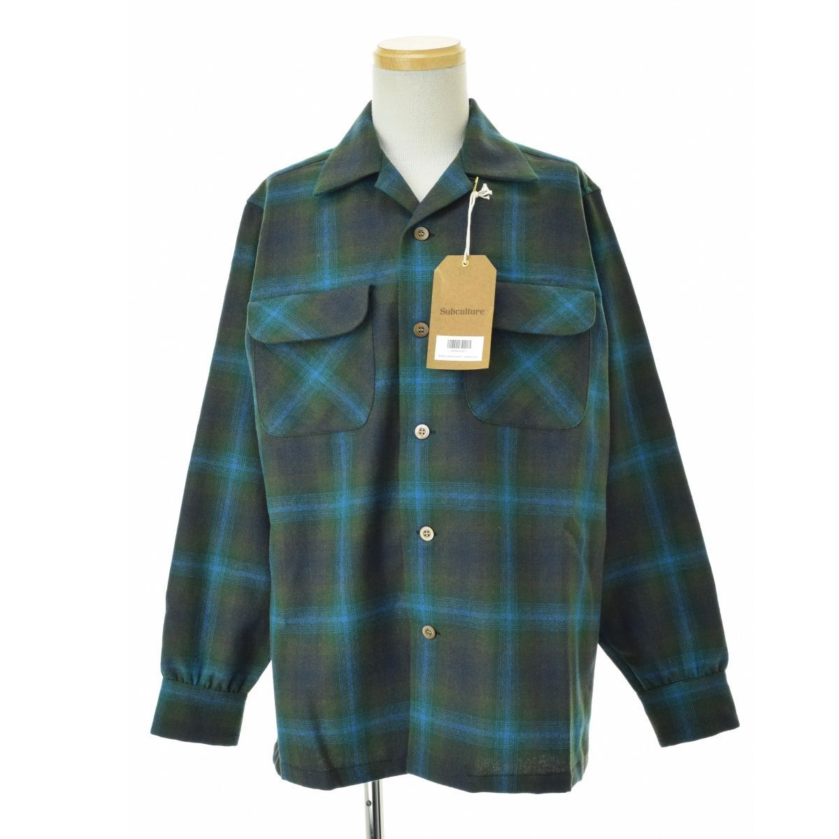 Subculture ウールチェックシャツ グリーン系 WOOL CHECK SHIRT / GREEN – SC WEB STORE