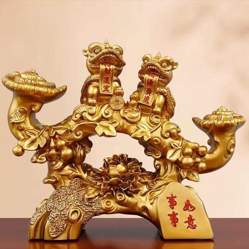 獅子 ライオン 置物 オブジェ 豪華 風水グッズ オーナメント 装飾品 工芸品 美術品 運気 風水 開運 健康運 出世運 家庭運 家内安全 銅製 財運 縁起物 インテリア かっこいい