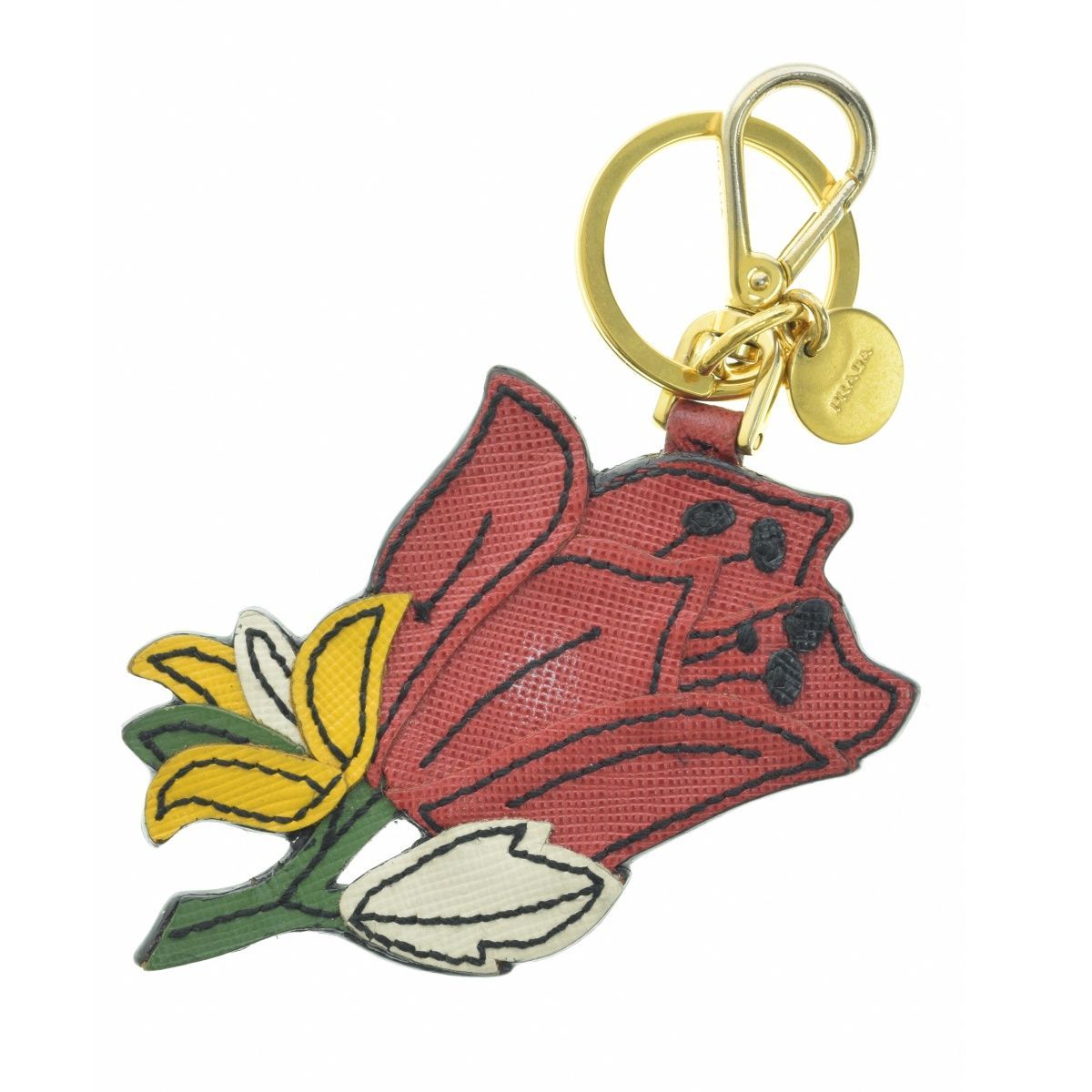 PRADA プラダ キーホルダー 花 ピンク プラダ PRADA フラワーモチーフ