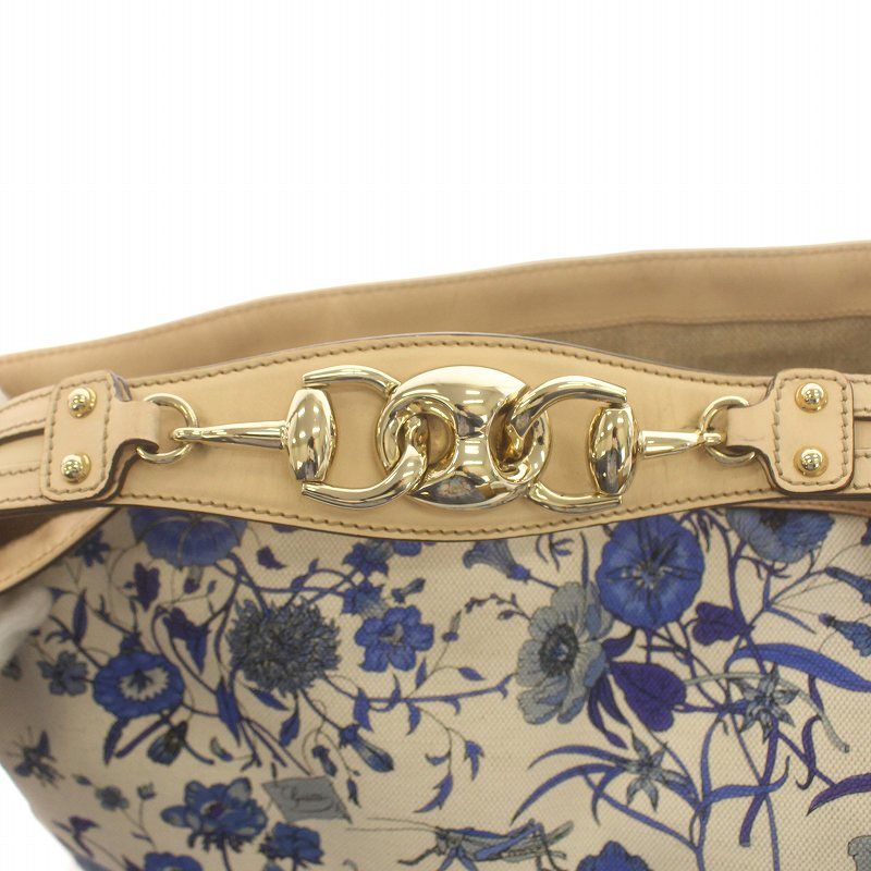 グッチ GUCCI ブルーフローラ ホースビット ワンショルダーバック 花柄