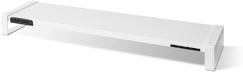 2口コンセントu0026USB4ポート搭載　幅110cmモニタースタンド　ホワイト・ブラック　PMS-1100-UJ-WH/BK　WLJ