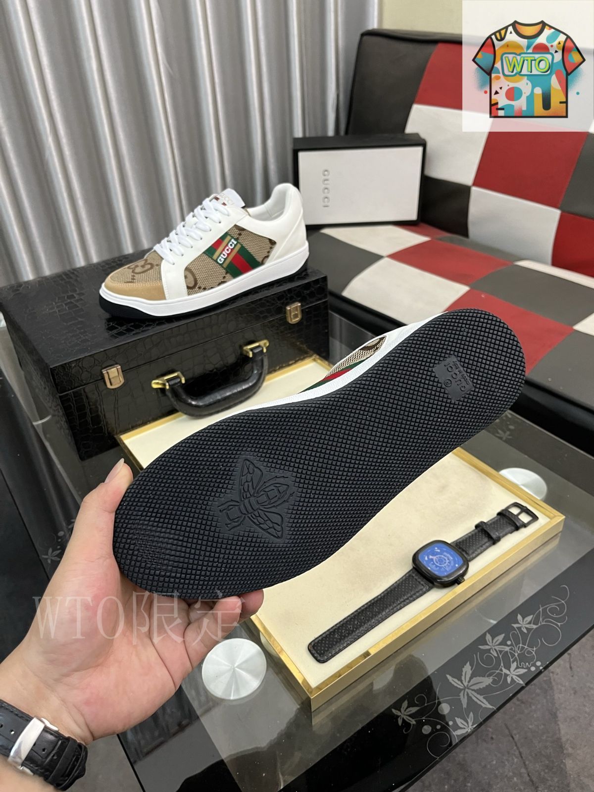 GUCCI グッチ ホワイト レザー カジュアルシューズ04-2