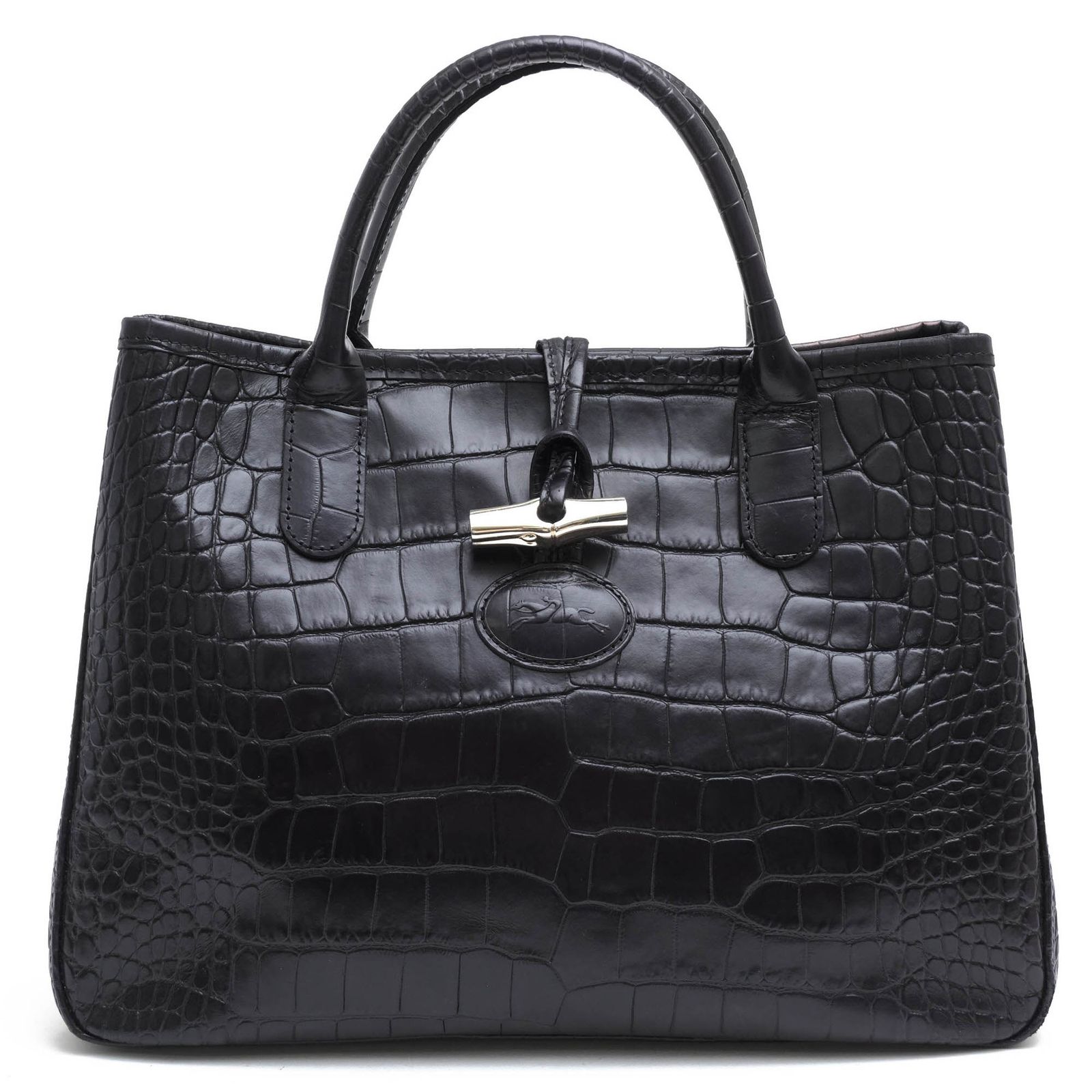 ロンシャン Longchamp バッグ トートバッグ 鞄 ハンドバッグ レディース 女性 女性用 レザー 革 本革 ブラック 黒 ROSEAU CRC ロゾ クロコ 定番 クロコ型押し