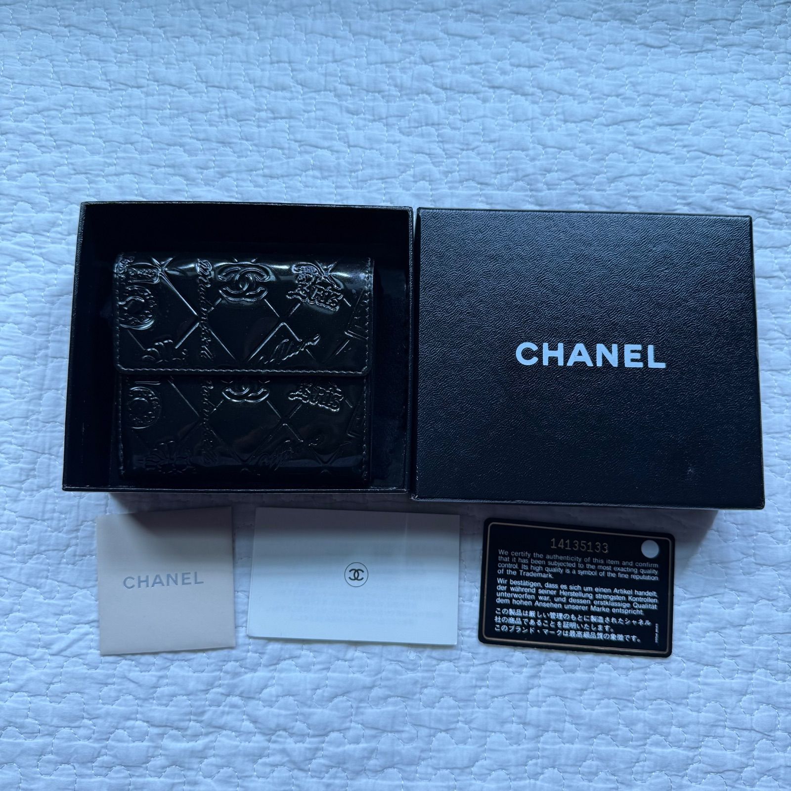 CHANEL 二つ折り財布 マイクロチョコバー Wホック ココマーク 黒 レザー CHANEL 二つ折り財布 マイクロチョコバー Wホック ココマーク 黒