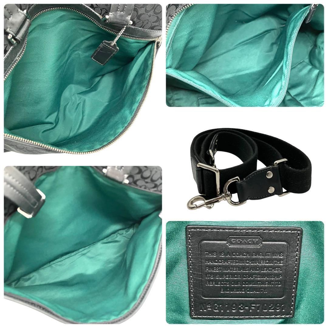 良品 2128 COACH トートバッグ 2way ミニシグネチャー ブラック COACH - 良品 2128 COACH トートバッグ 2way ミニシグネチャー