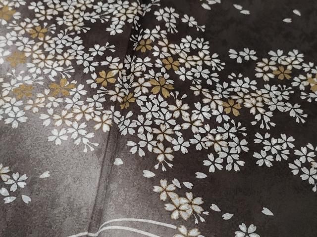 平和屋本店■極上　訪問着　舞桜　紫黒色地　暈し染め　金彩　逸品　未使用　DZAA4492kh5 平和屋本店□極上 訪問着 舞桜 紫黒色地 暈し染め 金彩 逸品 未使用