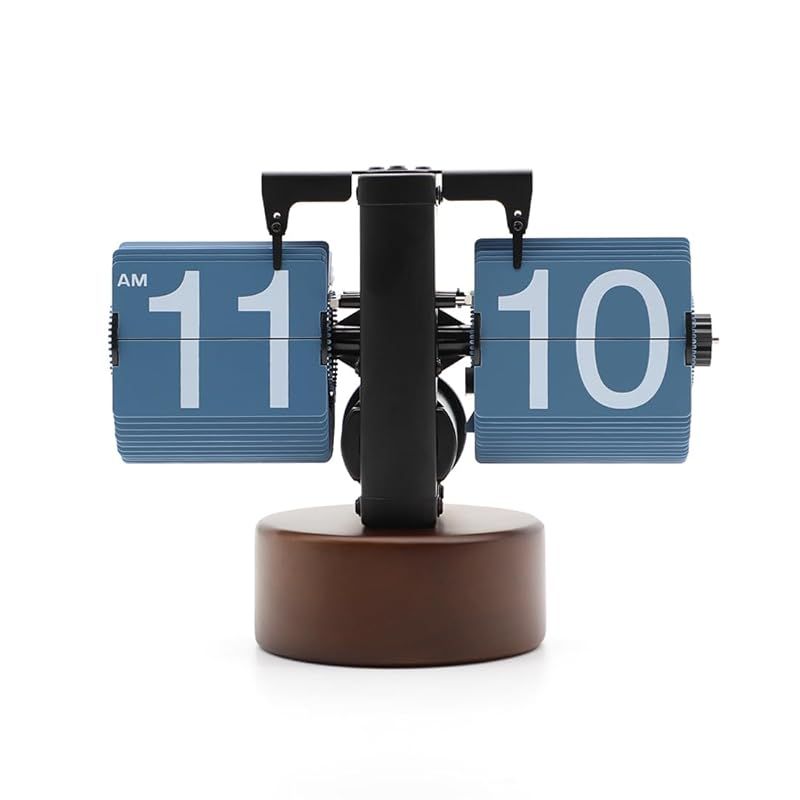 LAEYI 自然の木 フリップクロック パタパタ時計 木製 レトロ 置き時計 おしゃれ 贈り物 インテリア フリップ時計 デスク時計 彼氏友達贈り物 0