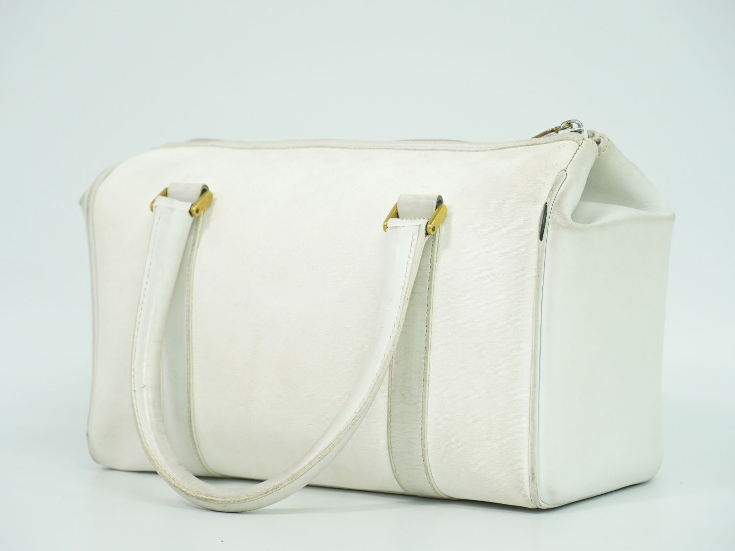 希少 OLD GUCCI ミニボストン ハンドバッグ ホワイト PVC GG 希少 OLD GUCCI ミニボストン ハンドバッグ ホワイト PVC GG