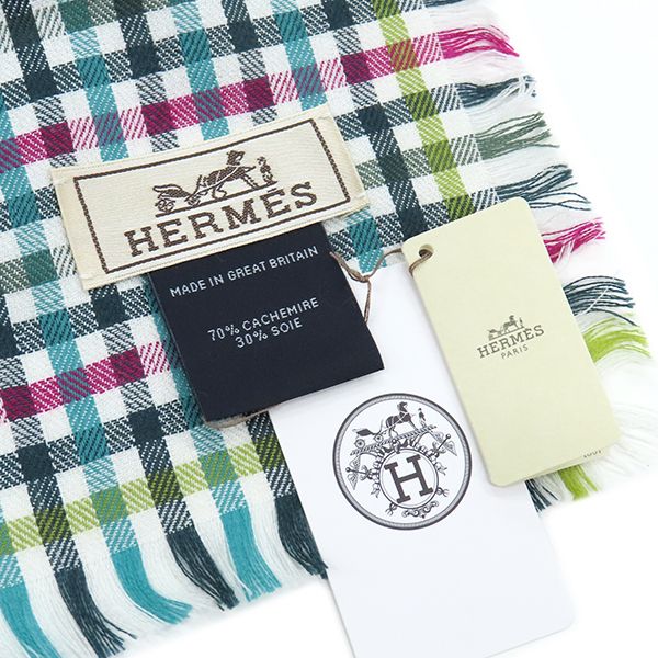 HERMES エルメス エルメス Hエコセ マフラー カシミアマフラーHエコセ