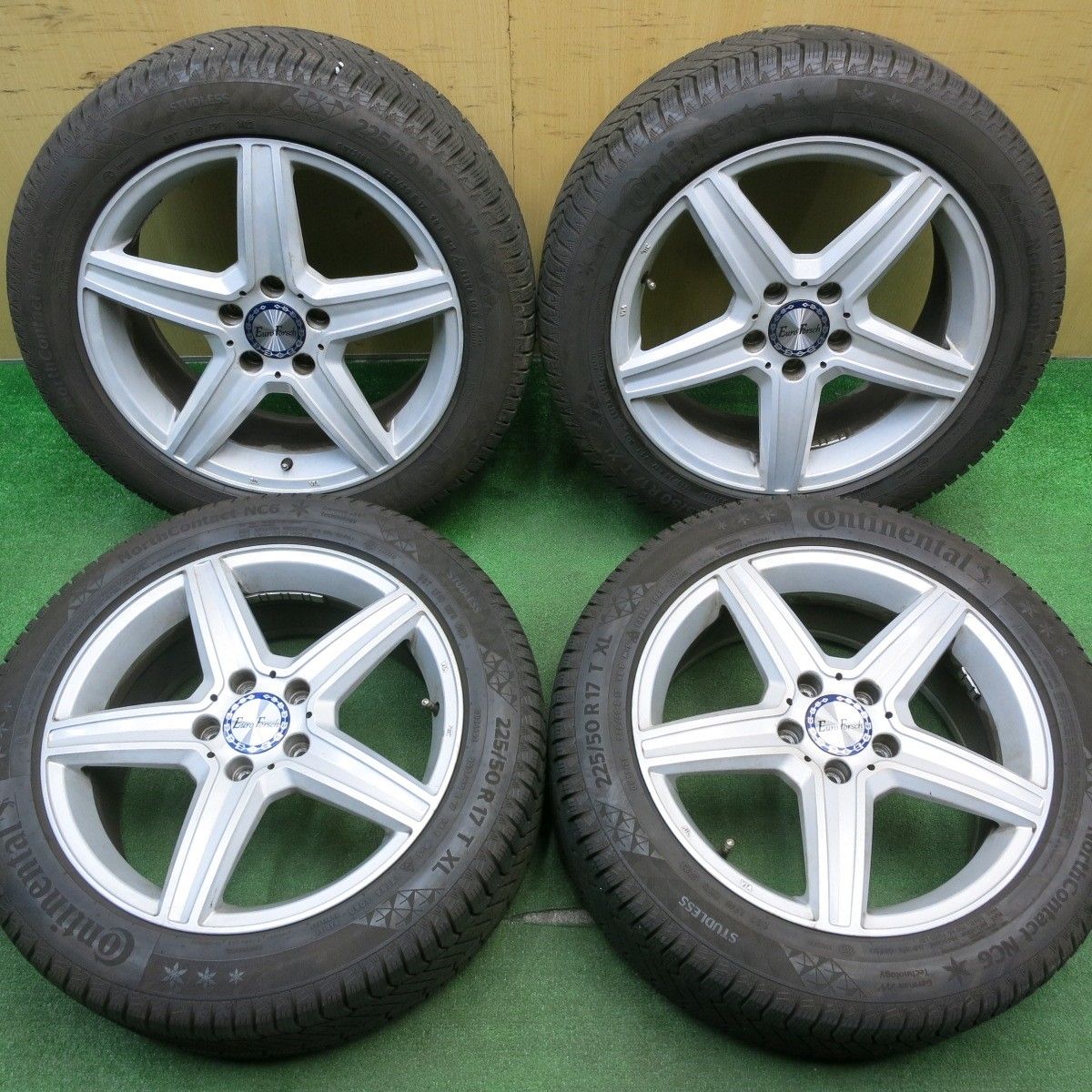 バリ溝 23年 9分 ベンツ 等 EuroForsch 225|50R17 スタッドレス コンチネンタル ノースコンタクト NC6 17インチ ユーロフォルシュ PCD112|5H 5040901NJス