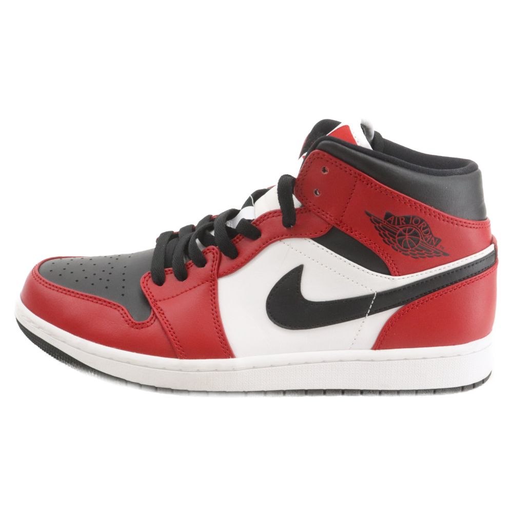 NIKE (ナイキ) AIR JORDAN 1 MID BRED TOE 554724-069 エアジョーダン1 ブレッド トゥ  ミッドカットスニーカー レッド/ホワイト US10/28.0cm - メルカリ