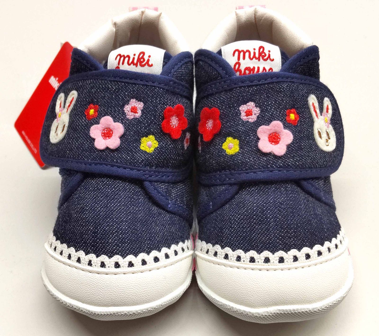 ミキハウス フラワーうさこ♪ファーストデニムベビーシューズ