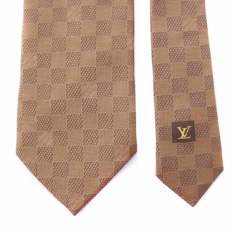 ルイヴィトン 高級ネクタイ ダミエ柄 チェック ブラウン
