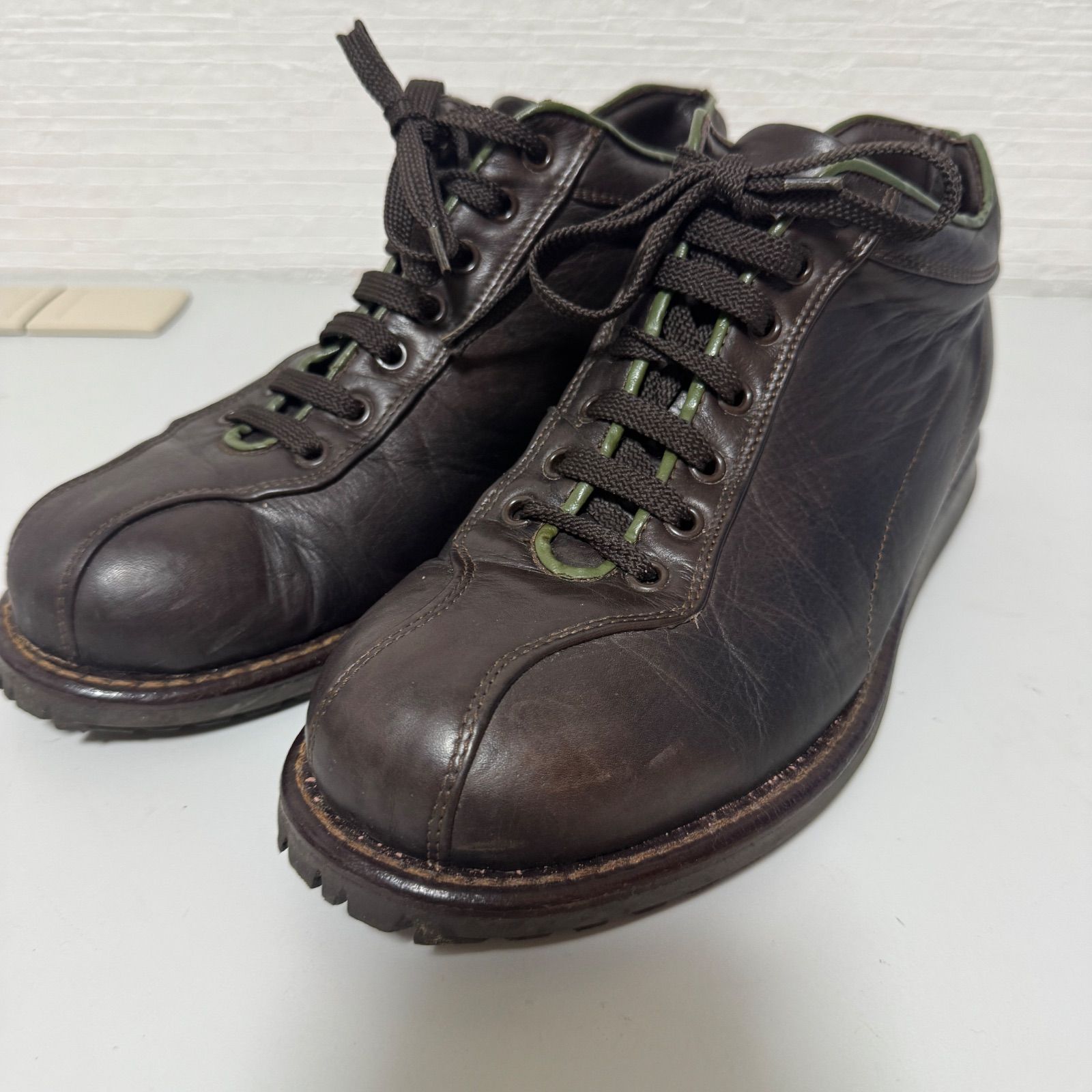 VISARUNO ヴィサルノ 本革レザー ミッドカットブーツ ダークブラウン 