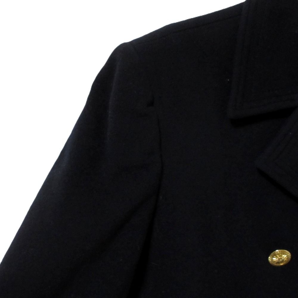 ヴェルサーチ 黒 ウール ピーコート 金ボタン