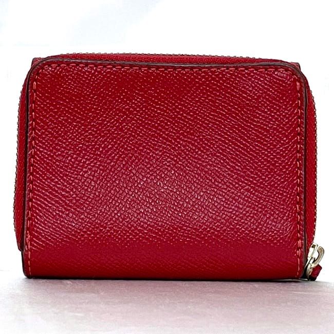 美品 COACH レッド 三つ折り財布 コンパクト COACH コーチ 折り財布 レッド 赤色 三つ折り財布 ミニ