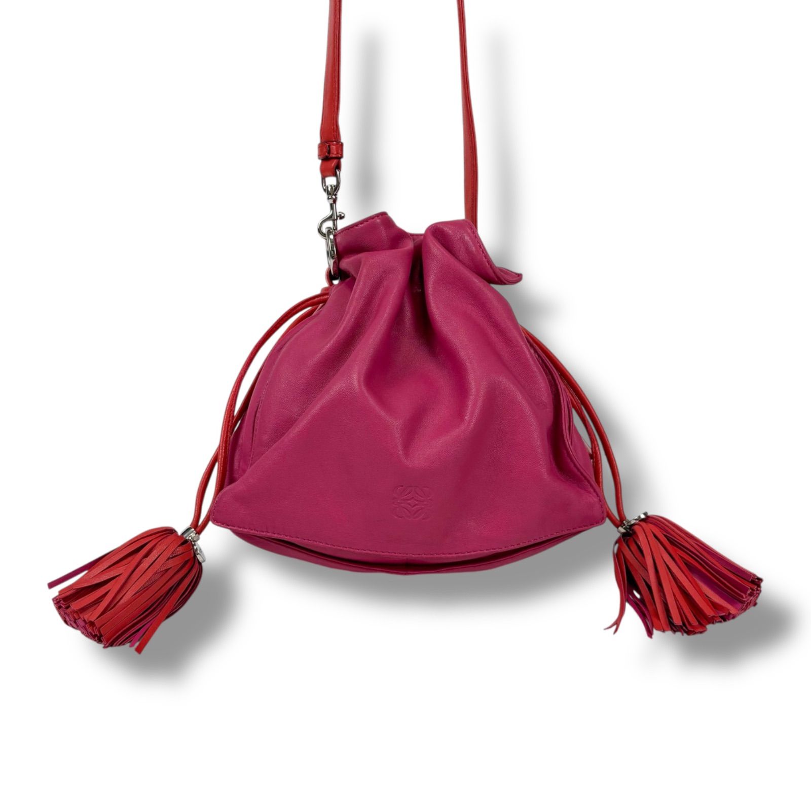 AMQ15 ロエベ 極美品 フラメンコ ショルダーバッグ 巾着 ナッパレザー AMQ15 ロエベ 極美品 フラメンコ ショルダーバッグ 巾着 ナッパ