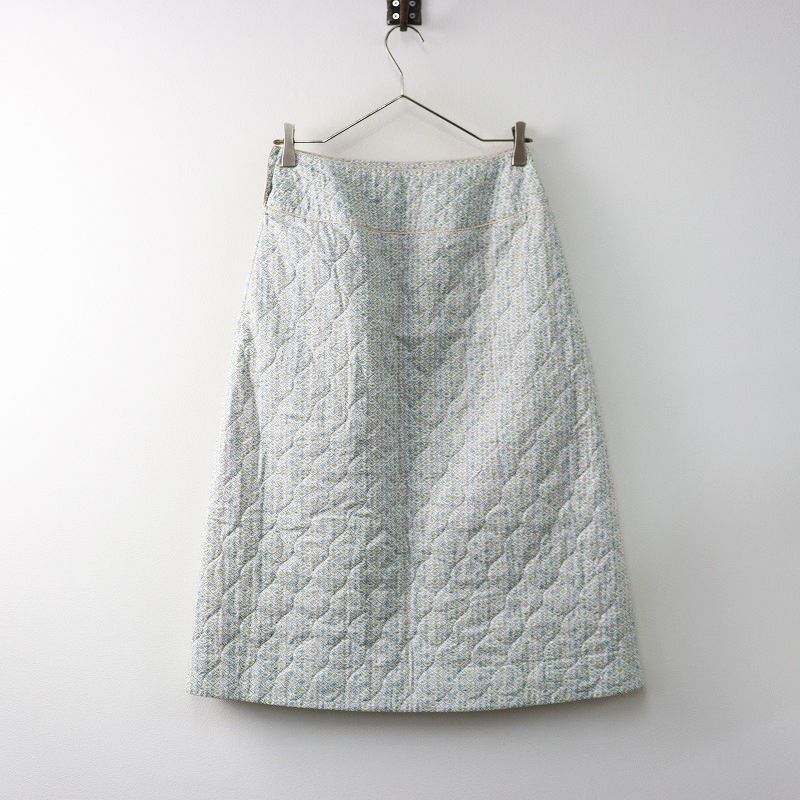 2025AW ミナペルホネン mina perhonen forest wave 総柄 キルティングスカート 36 ホワイト マルチ┃ 2400014618600