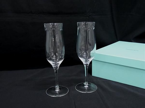 TIFFANY＆Co ティファニー スウィング シャンパングラス 食器 テーブルウェア 2客セット クリア FG7612