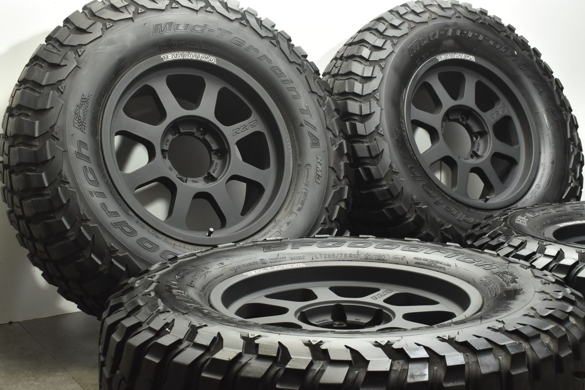 バリ溝 RAYS チームデイトナ D108 17in 8J 20 PCD139.7 BFグッドリッチ マッドテレーン T|A KM3 285|75R17 プラド ハイラックス