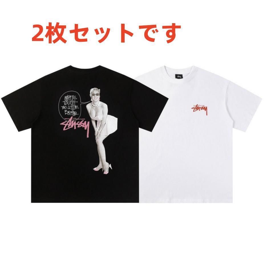 新品 特価 Stussy ステューシー Tシャツ 男女兼用 2枚  黒+白