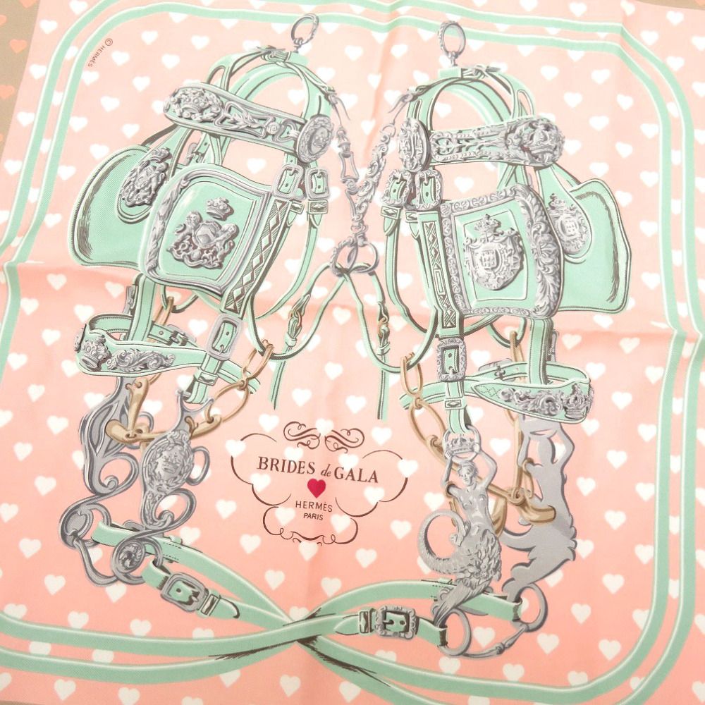 美品 エルメス カレ45 BRIDE de GALA LOVE ブリッド ドゥ ガラ