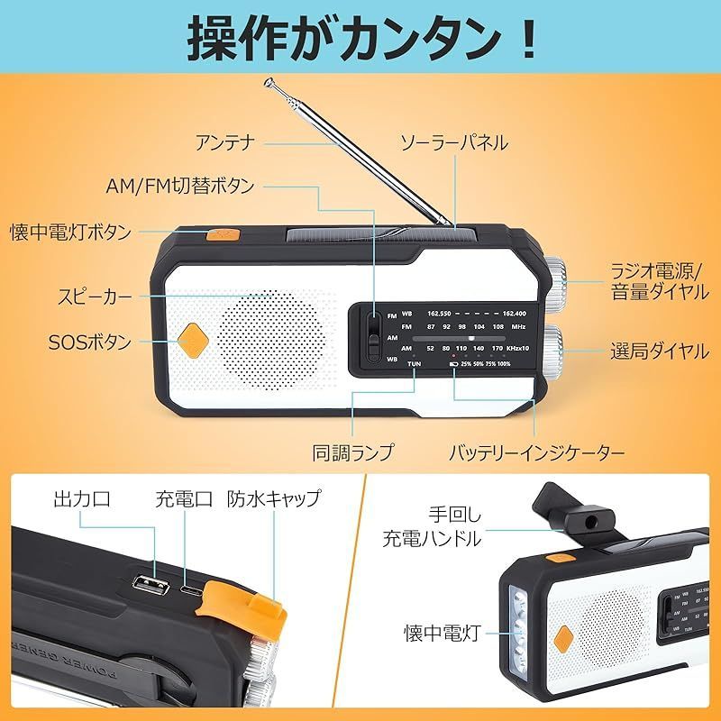 新品】 Litake 多機能防災ラジオ LEDライト ソーラーラジオ 2000mAh AM/FM SOS USB充電 スマホ充電 手回し 懐中電灯  防水 非常用 ランタン 防災グッズ 台風 地震 停電対策 コンパクト - メルカリ