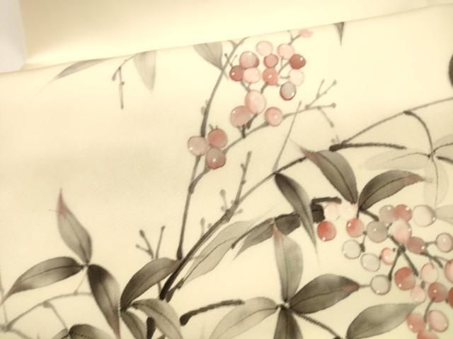 南天枝葉文 正絹