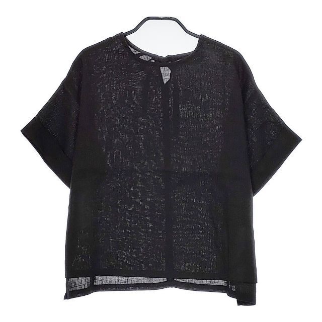 fog linen work リネン リトアニア製 半袖 ブラウス シャツ ブラック レディース フォグリネンワーク 5-0410S∞
