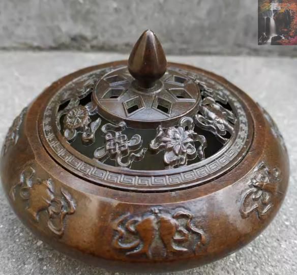 銅細工 八仙薫香炉 香炉 香道具 装飾品 工芸品 美術品 置物