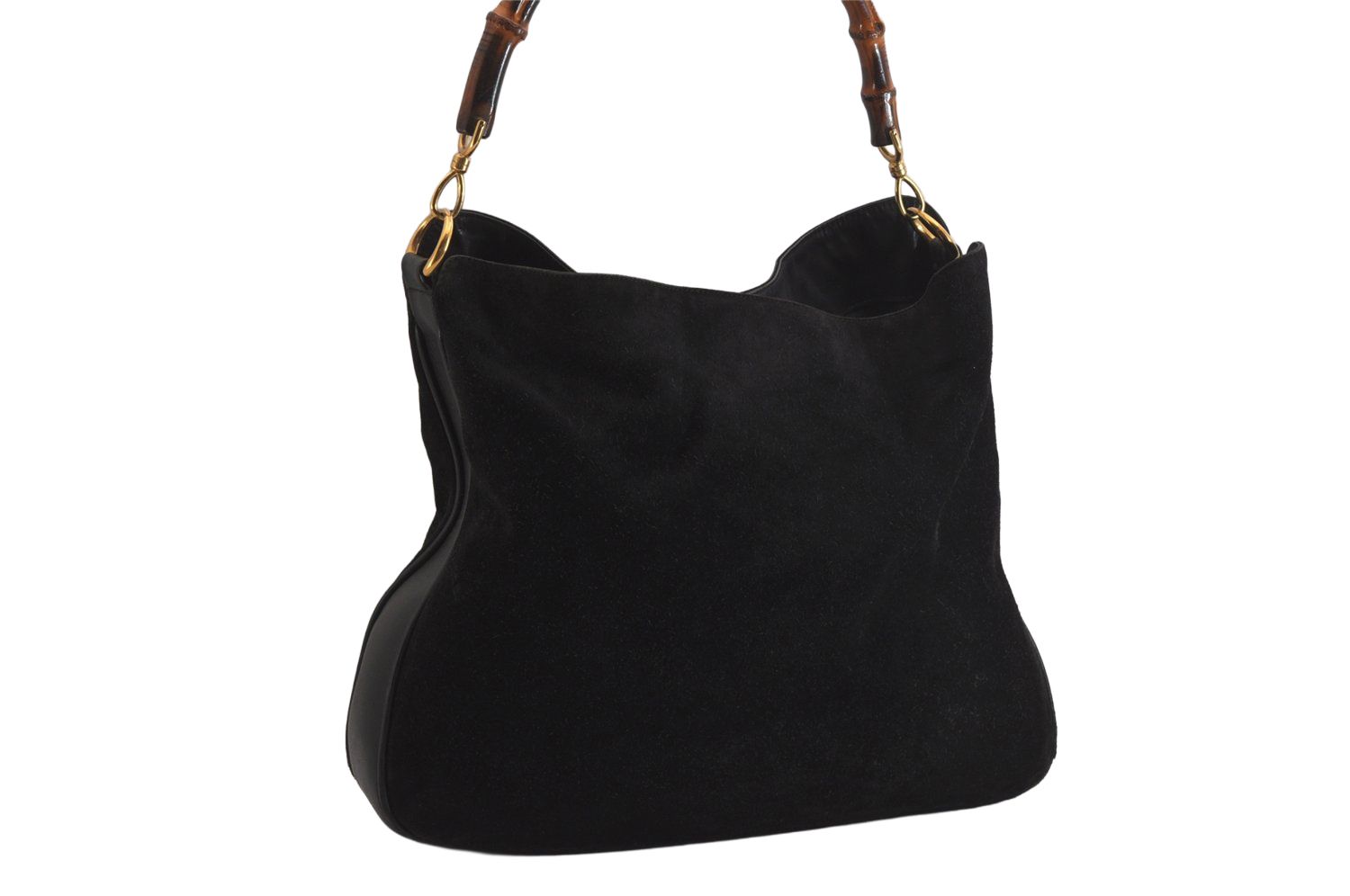 GUCCI 2way バンブー ハンドバッグ＆ショルダー スエード レザー 黒 GUCCI グッチ バンブー ヴィンテージ ショルダーハンドバッグ