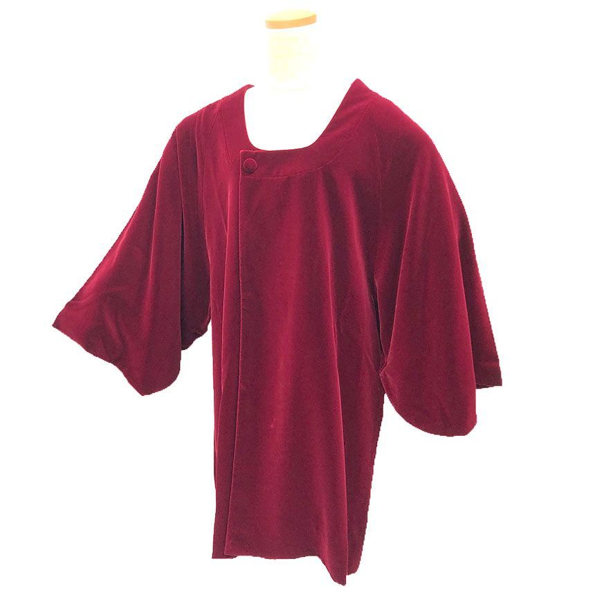京やM459 ICHIDA謹製 着物コート 和装冬コート ベルベットコート ベロア 袷仕立て ラグラン袖 舟底袖 都衿 セミロング丈 海老茶色 ワインレッド フォーマル カジュアル兼用 仕立て上がり 道行 道中着 羽織 リサイクル着物