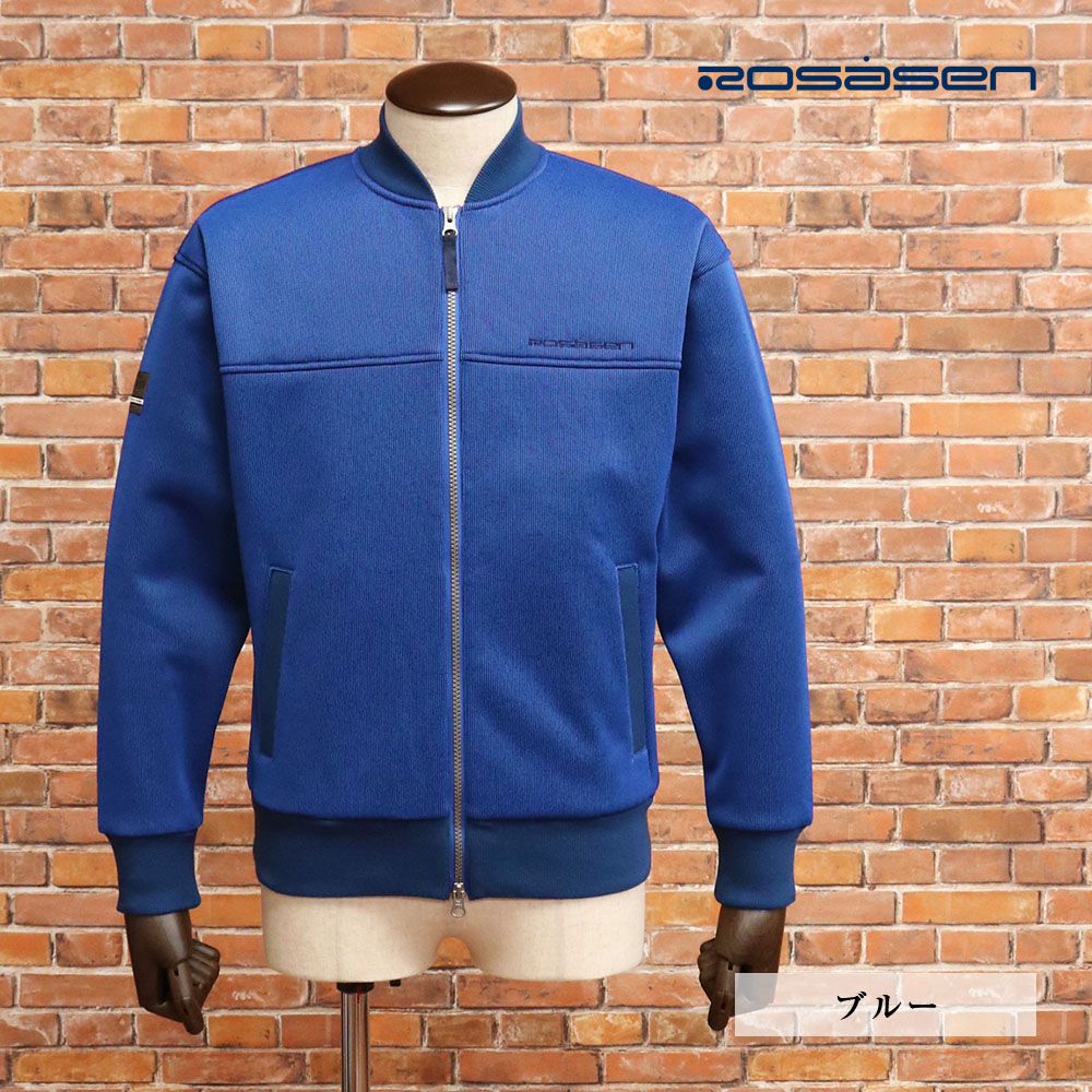 秋冬|Rosasen|Lサイズ|三層撥水ニットブルゾン 044-59012 裏フリース 防風 ストレッチ アウター ジャケット ゴルフ メンズ 紳士 ロサーセン |青|ブルー|mc176|