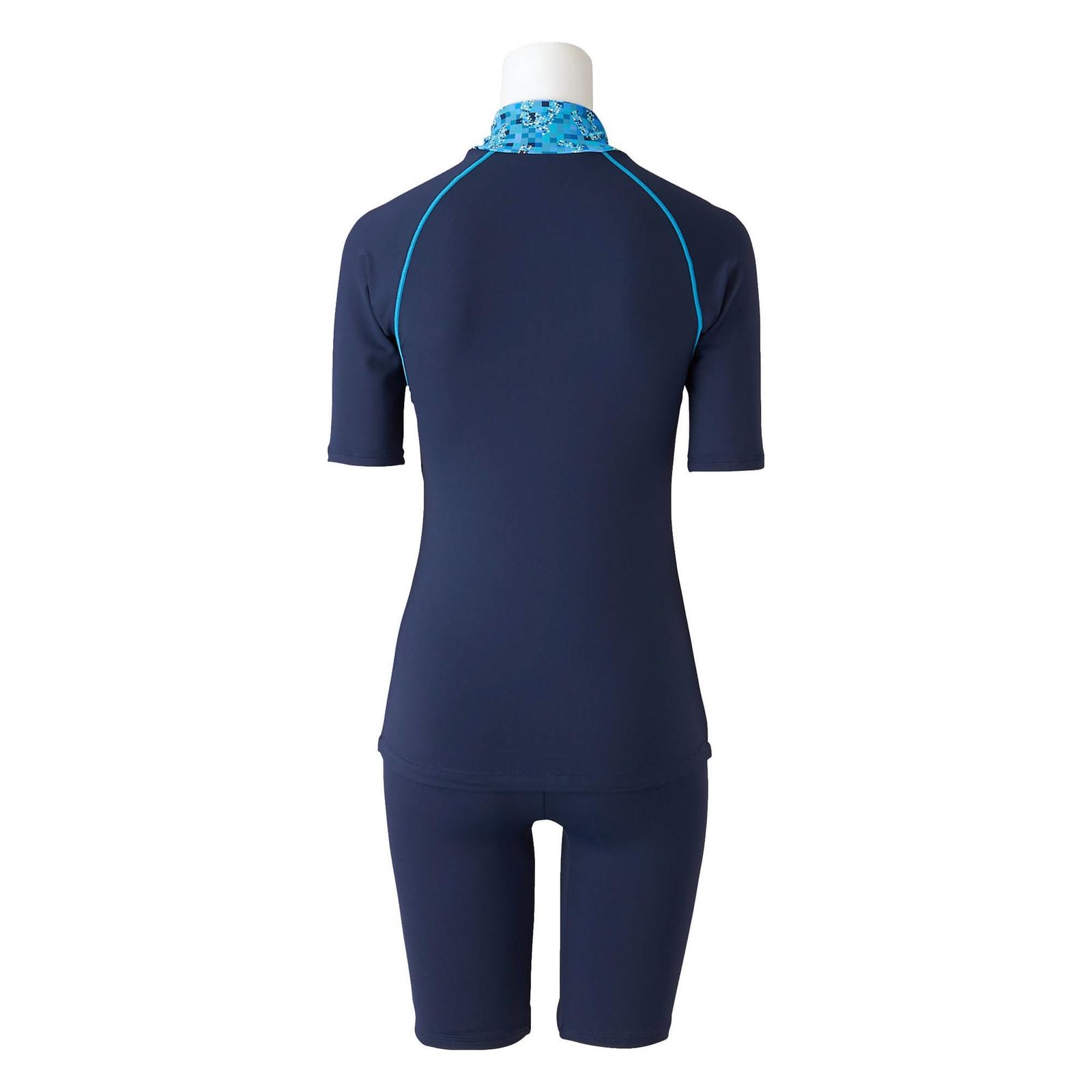 ミズノ MIZUNO 水泳 フィットネス水着 ジム用 レディース セパレーツ 保温 半袖 N2JGA84683 ネイビー ターコイズ