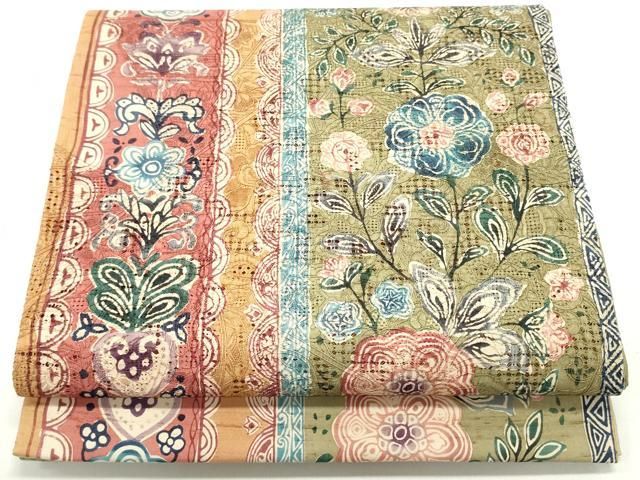 紬　相良刺繍汕頭刺繍　未使用 相良刺繍 汕頭刺繍 手織り紬 名古屋帯 - メルカリ
