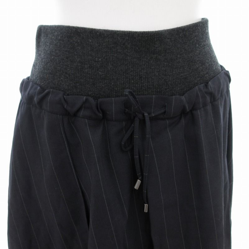 【ブルネロクチネリ】フレアスカート アシンメトリー 切替 ストライプ 40 紺 ブルネロクチネリ】フレアスカート アシンメトリー 切替