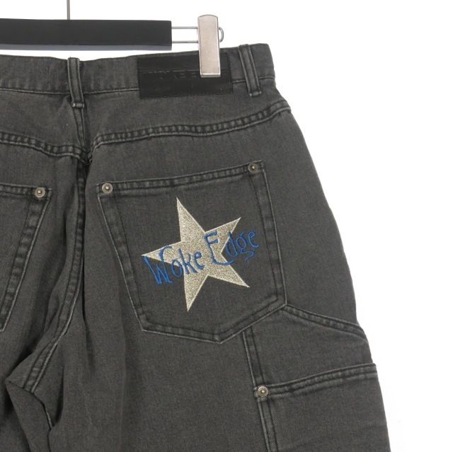 【中古】未使用品 ワークエッジ WOKE EDGE Bicolor Double Knee Shorts デニム ハーフパンツ ショートパンツ M WOKE EDGE Bicolor Double Knee Shorts M