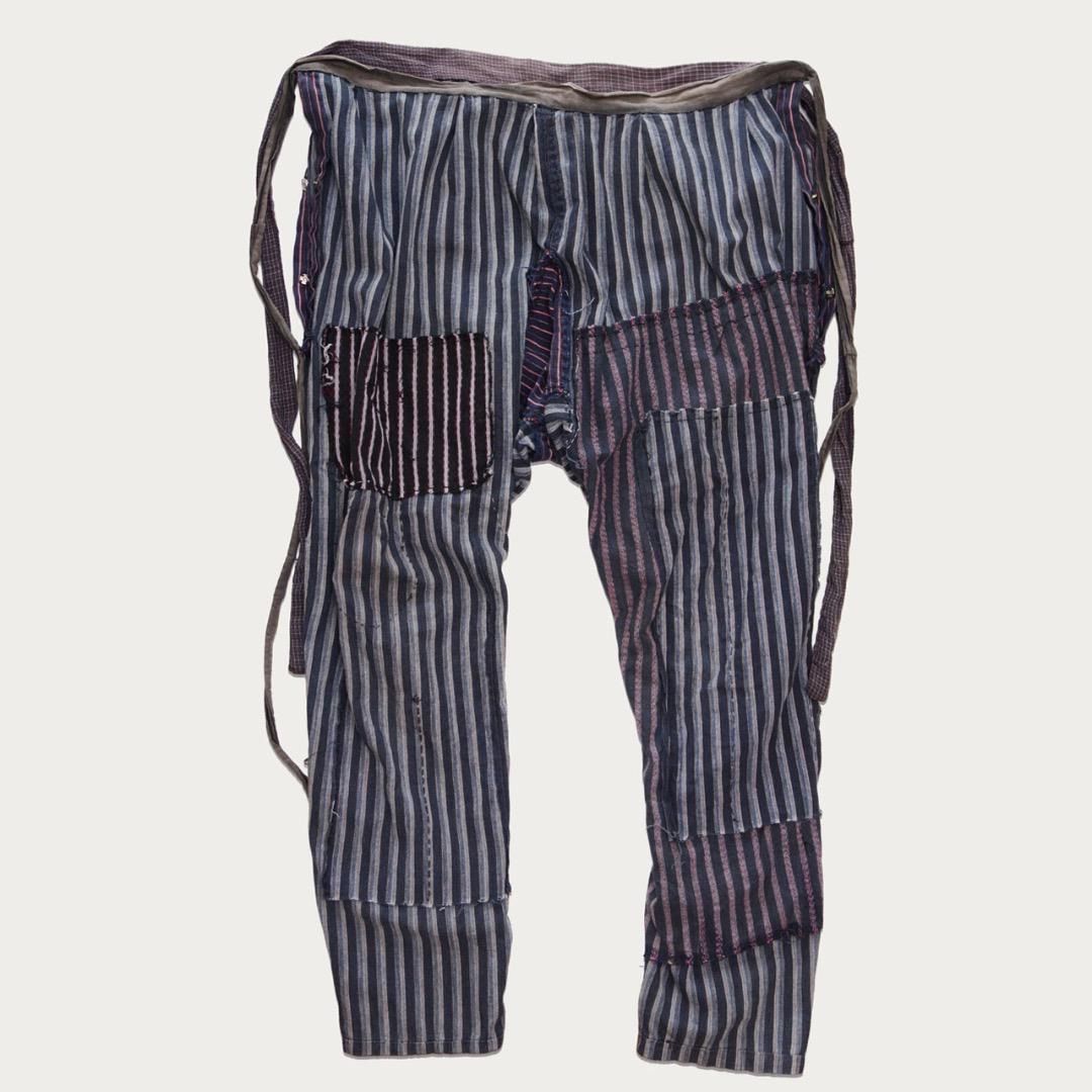 襤褸もんぺ 野良着パンツ 木綿つぎはぎ 昭和中期 ハンドメイド リメイク 古布 Boro Monpe Noragi Pants Cotton Patched Mid-Showa Handmade Remake Vintage Fabric