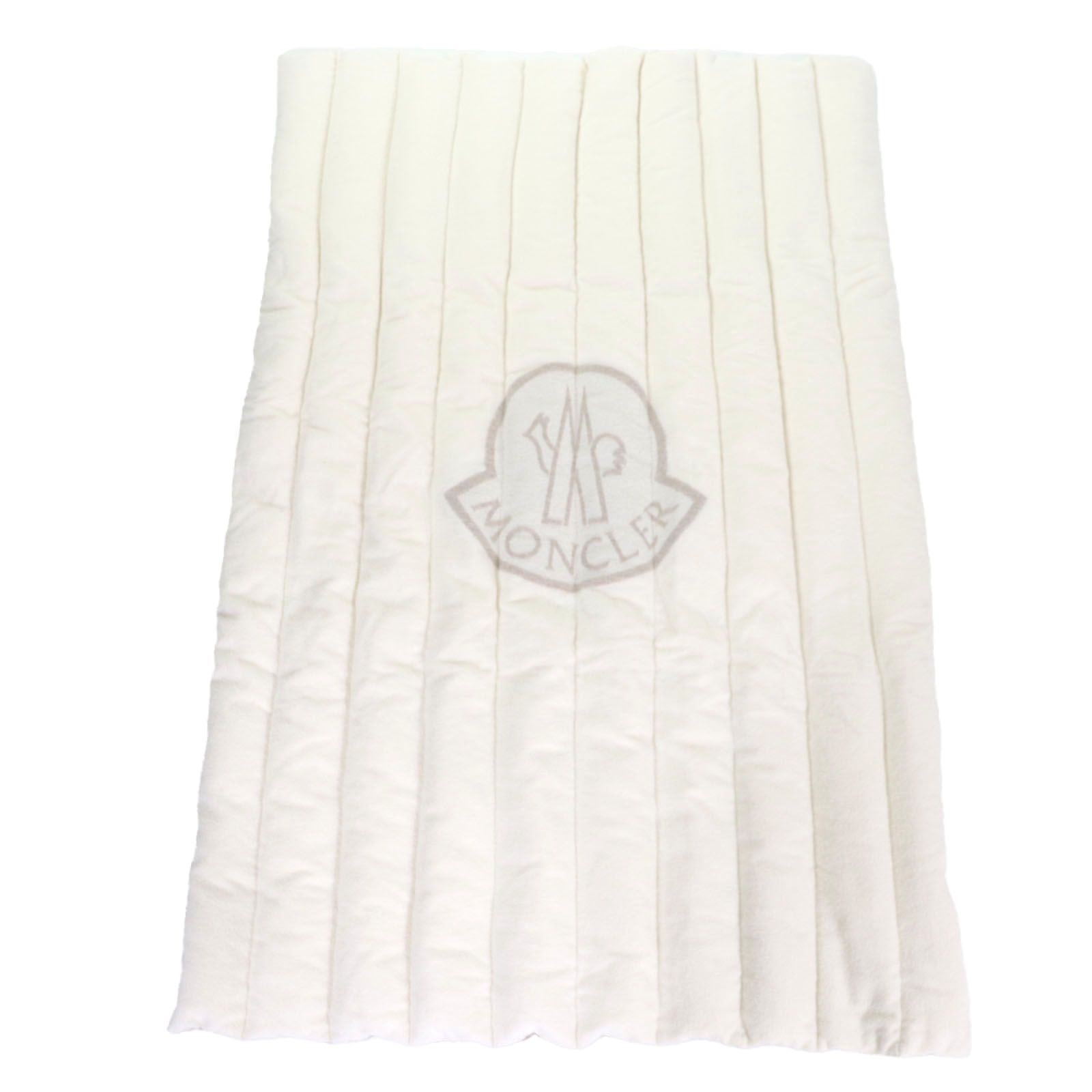 MONCLER モンクレール CRM GIFT BOUDIN BLANKET 羊毛 アルパカ アルパカ カシミヤ混 ロゴ ブランケット ホワイト グレージュ き イタリア製 正規品 メンズ
