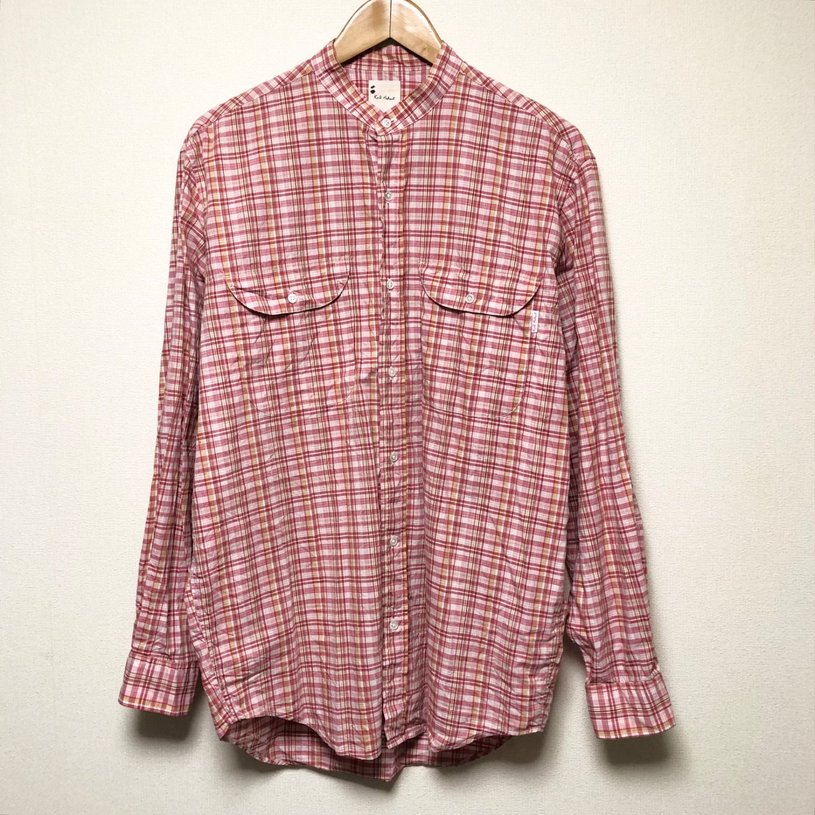 カールヘルム KARL HELMUT 長袖シャツ カールヘルム メンズ 長袖シャツ ロゴ 紺 ネイビー 綿100% 英字