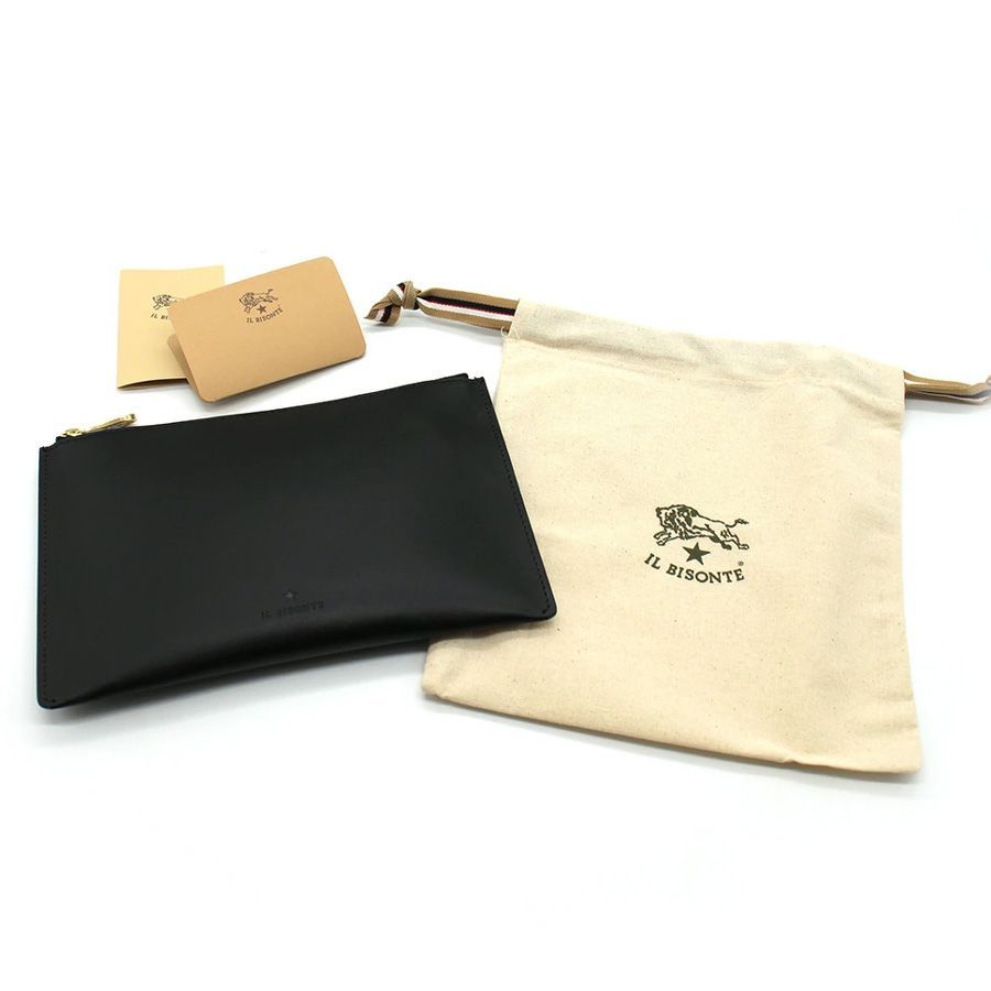 IL BISONTE イルビゾンテ SCA092 PO0001 ブラック レザー ポーチ 新品商品】IL BISONTE(イルビゾンテ) SCA092 PO0001 ブラック