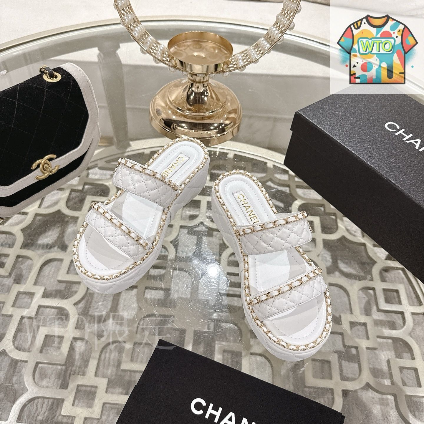 CHANEL シャネル 25SS 菱格チェーン スリッパ09