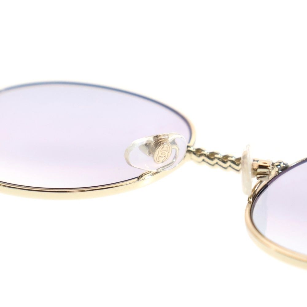 CHANEL 丸メガネ ゴールドフレームサングラス CHANEL シャネル サングラス メタルフレーム チェーンモチーフ